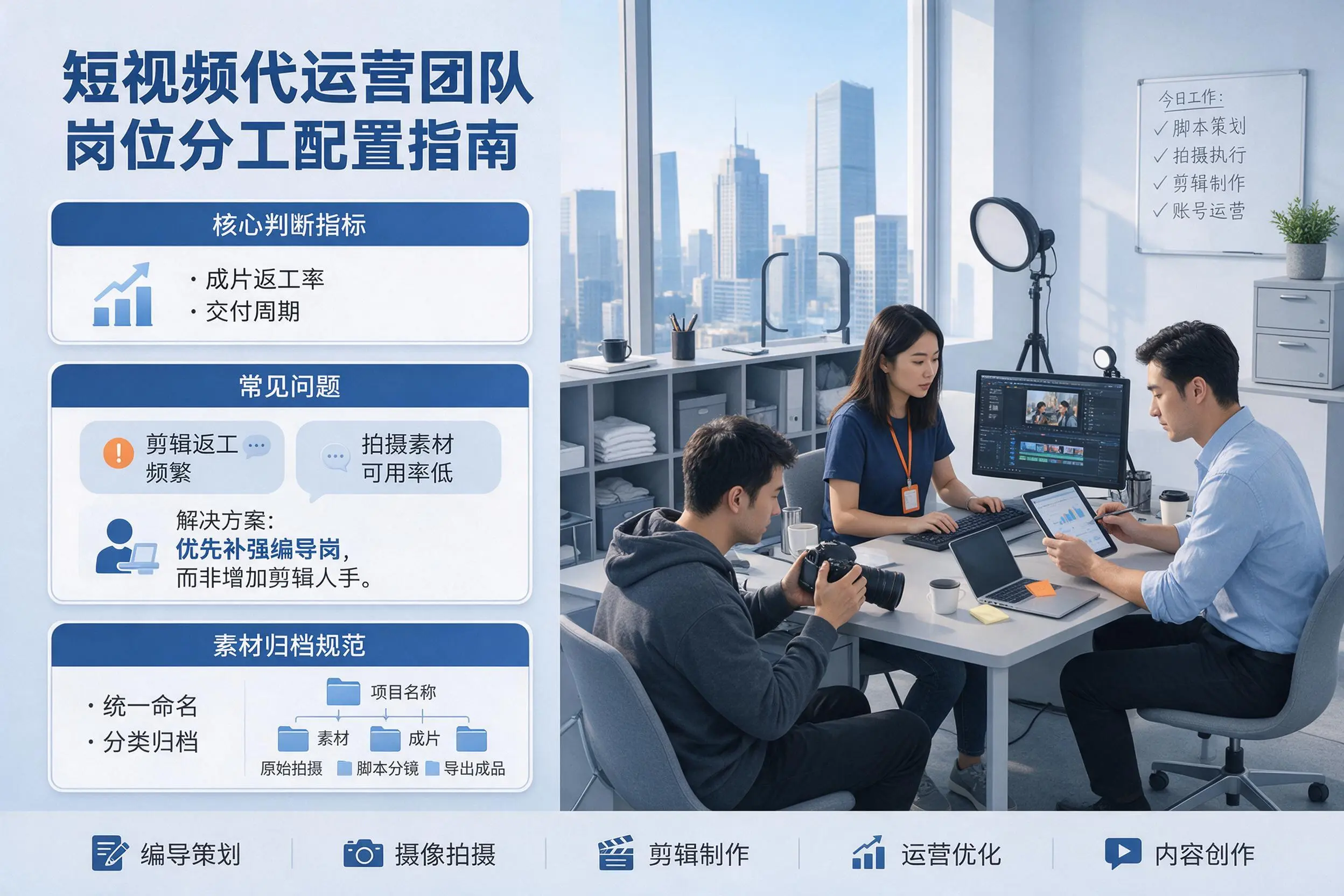 短视频代运营团队如何配置？福州企业岗位分工科普说明